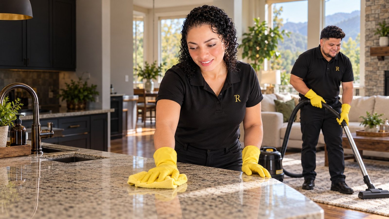 Radiant Space Clean team cleaning a bright home