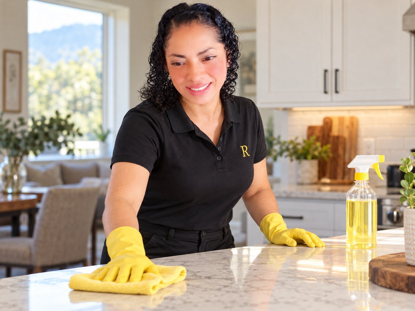 Professional cleaner caring for a home